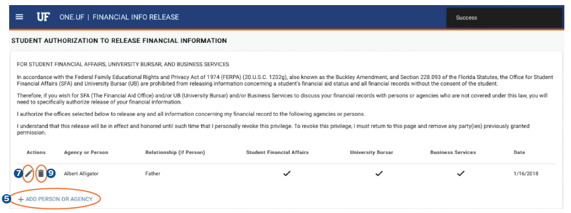 Screen shot for Financial Info Release Form